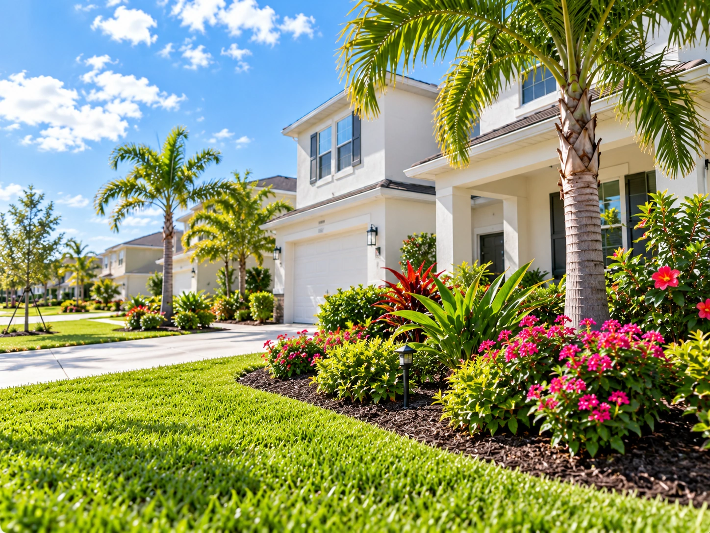 Florida home with a tidy tropical landscape